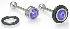 Single Disc Gem Tongue Rings