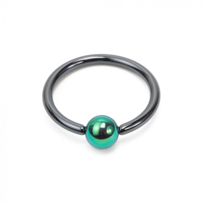 Photo of niobium captive bead ring for tongue web piercings