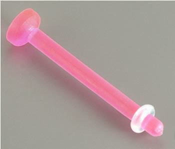 Photo of pink tongue piercing retainer