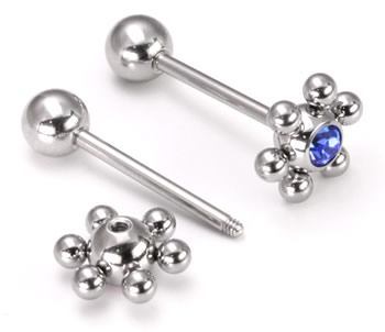Photo of jeweled orbital tongue ring