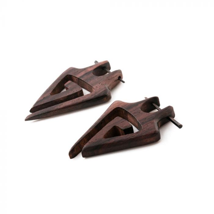 One pair of sono wood earrings with picks