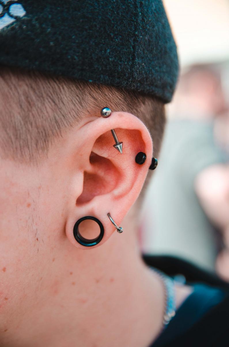 Industrial Piercing, Helix Piercing, Anti-Helix Piercing, Labret