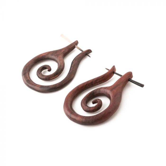 One pair of sono wood stirrup earrings with picks
