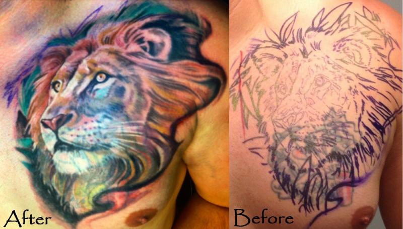 Lion Cover up Tattoo | The Studio at Painful Pleasures