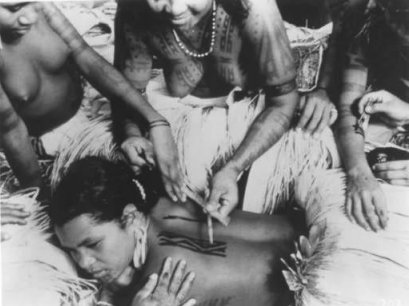 Samoan Child Being Tattooed