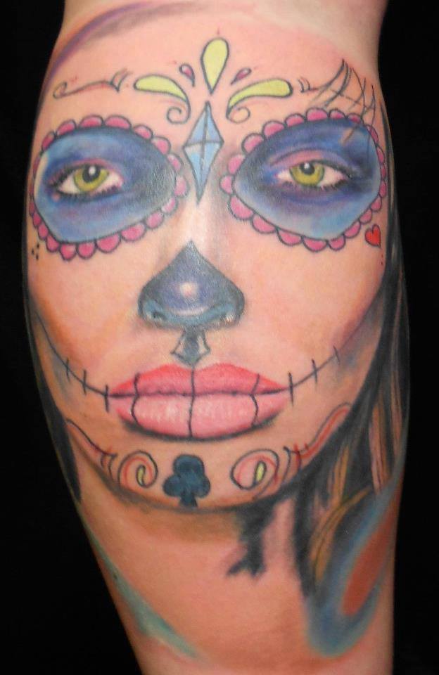 Forearm Dia de Meurte Tattoo by Cliff Kealoha, Jr.