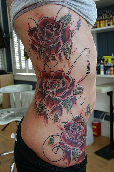 Rose Side Tattoo by Derek Entenmann