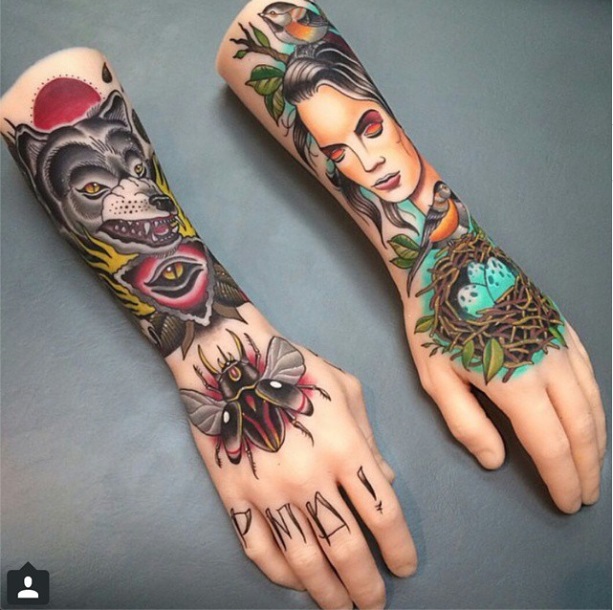 A Pound of Flesh Arm & Hand Tattoos by Pat Whiting (Compliments of Instagram)