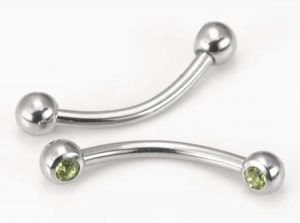 16g 3/8" Steel Micro Bent Barbell with 90 Degree Jewel Balls