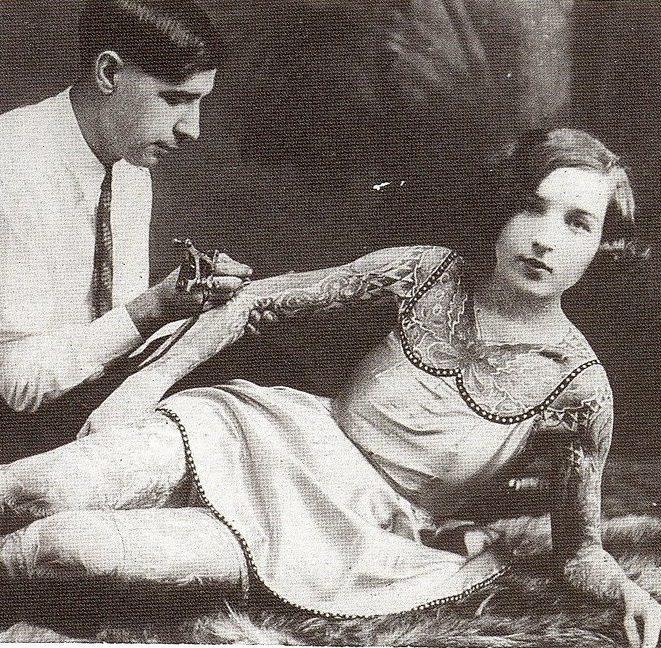 Early 1900s Woman Getting Tattooed 