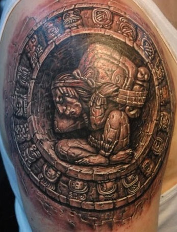 Mayan Tattoo Depicting a Mayan God 