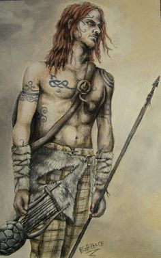 Drawing of a Celt Warrior With Woad Celtic Tattoos 