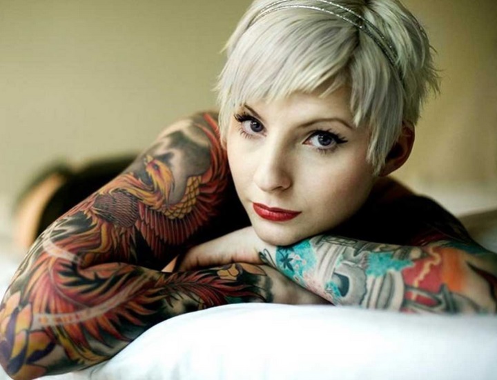 Woman With Full Color Tattoo Sleeves 