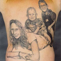 Bad Tattoo of a Family Portrait 