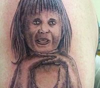 Bad Tattoo Portrait of a Little Girl 