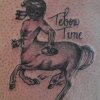 Bad Tattoo of Tim Tebow as a Centaur 