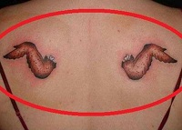 Bad Tattoo of Chicken Wings Instead of Angel Wings 