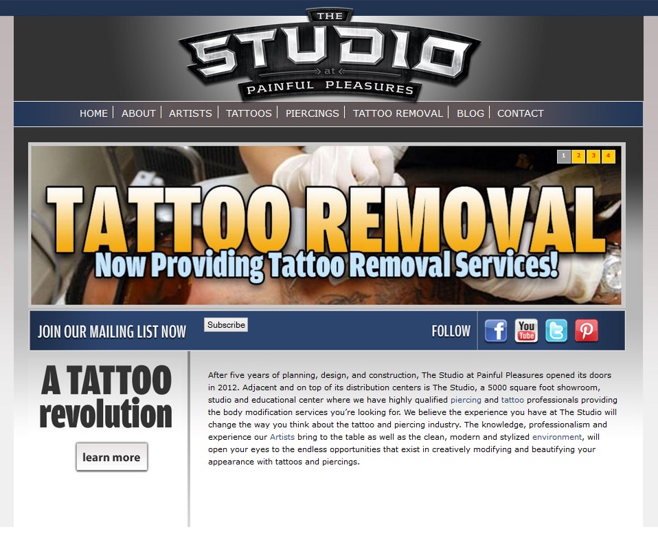 Build a Website for Your Tattoo Shop, Like We Did for The Studio at Painful Pleasures 