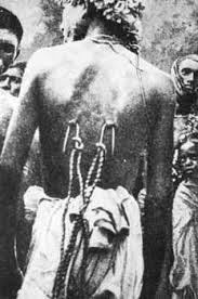 Tribal Human Suspension via Hooks Placed Through the Back 