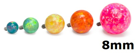 14g - 12g Internally Threaded 8mm Opal Replacement Ball 