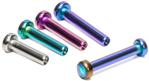 16g Internally Threaded Titanium Labret Post – 2.5mm Flat Back Disc Version 2 
