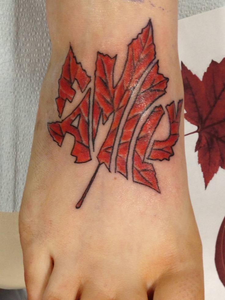 Family Maple Leaf Foot Tattoo | Unique Canadian Tattoos 