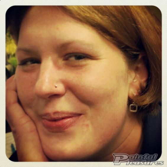 Blog Post Author Laura Hill's Nostril Piercing, Done at The Studio at Painful Pleasures 