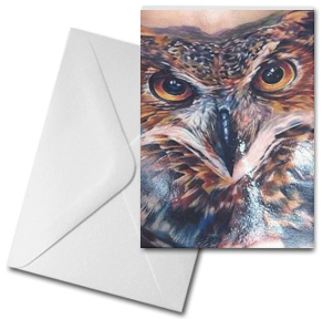 Custom Greeting Cards and Envelopes | Owl Tattoo by Ron Russo 