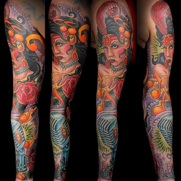 cleen rock one tattoo, tattoo sleeve, new school tattoo, cleen rock one