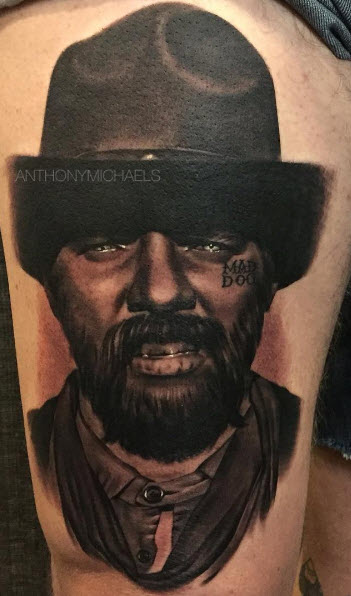 Mad Dog portrait, Back to the Future 3 Tattoo, Mad Dog tattoo, Anthony Michaels tattoo, portrait tattoo