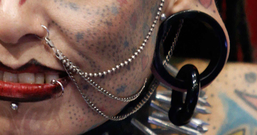 Stretched piercing, stretched earlobe