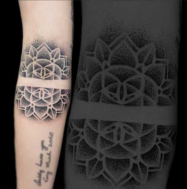 mandala tattoo, sacred geometry tattoo, pointillism tattoo, sheldon davidson tattoo