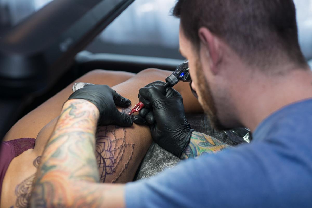 John F. Garancheski III, Tattooed Heart Studios Tattoo, Custom Thigh Piece