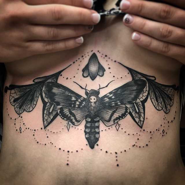 underboob tattoo, sternum tattoo, tattoos