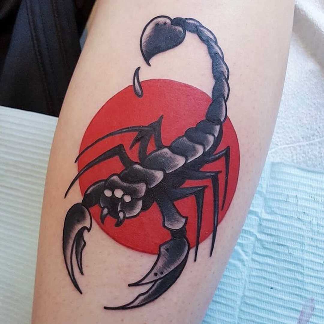 astrology tattoo, scorpio tattoo, scorpion tattoo, traditional tattoo