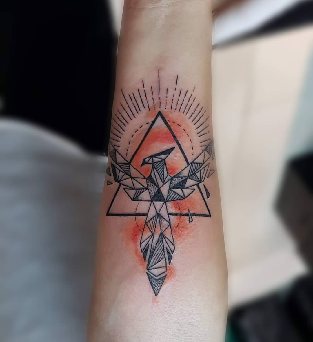 geometric tattoos, mythology tattoos, phoenix tattoos, Mariano Antonio tattoo