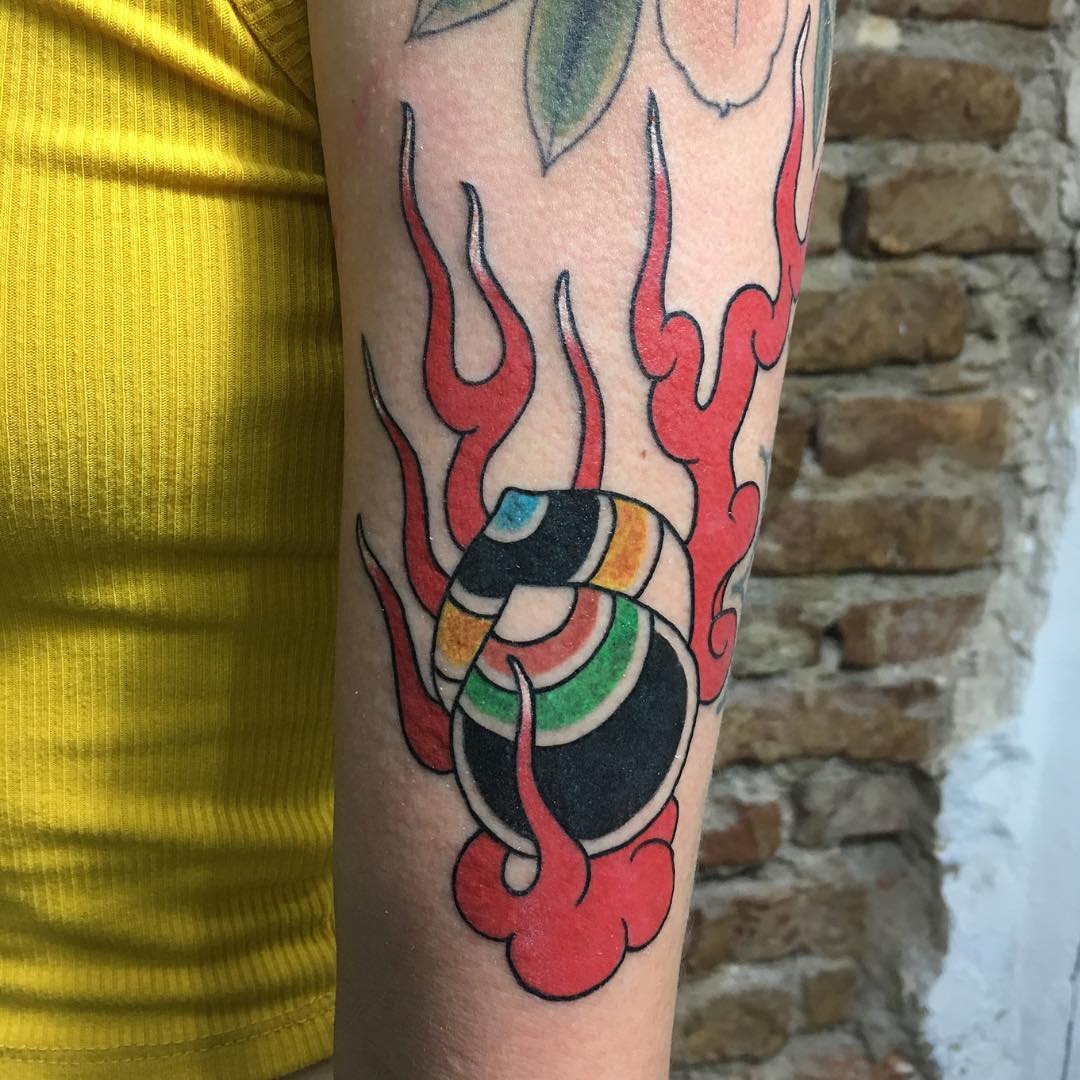 fire tattoos, flame tattoos, buddhist tattoos, houju tattoos, Kenyi Ramirez Chavez tattoo