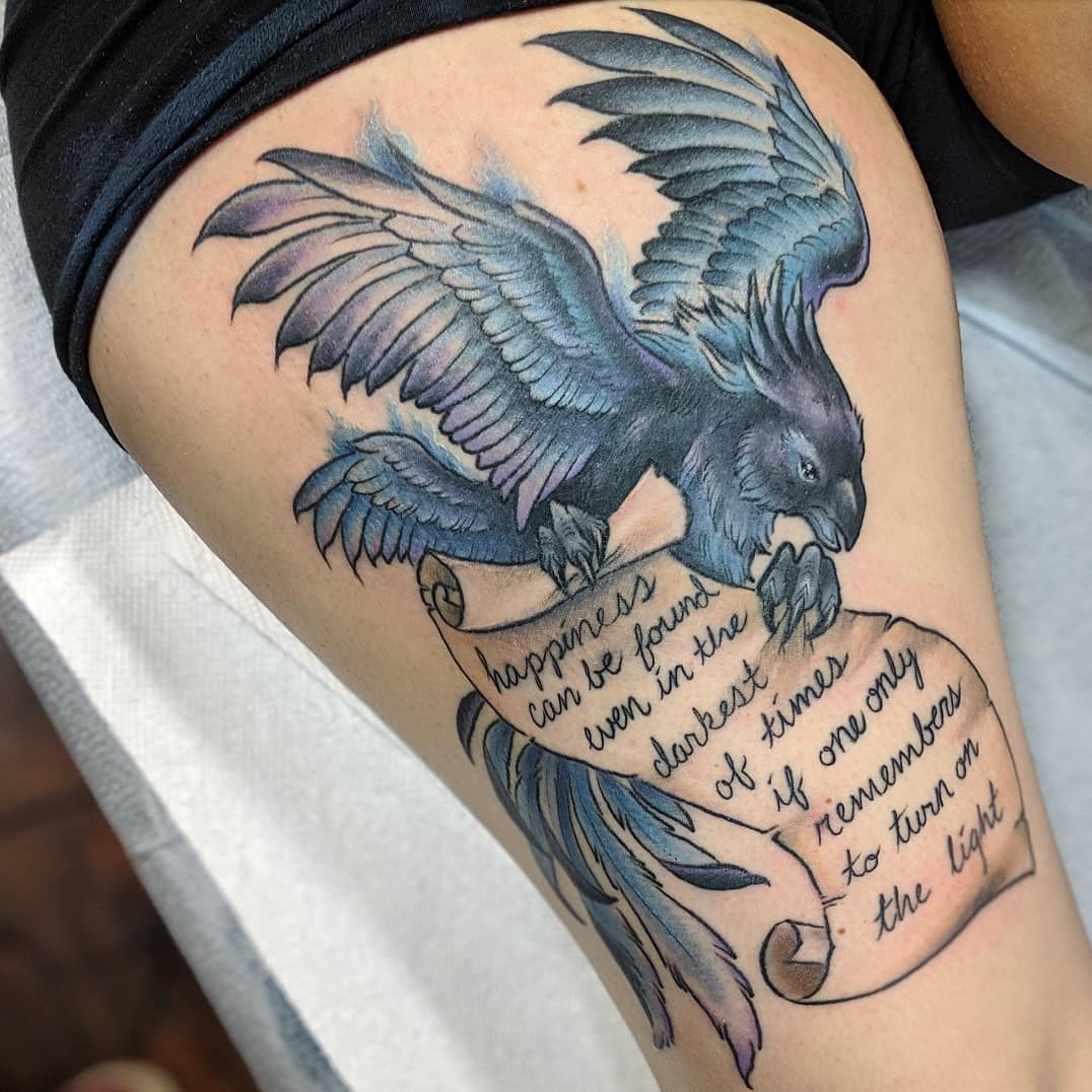 phoenix tattoos, mythology tattoos, Harry Potter tattoos, Lynn Marie tattoo
