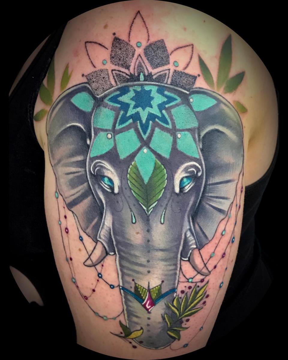 julia carlson tattoo, elephant tattoo, blue velvet tattoo