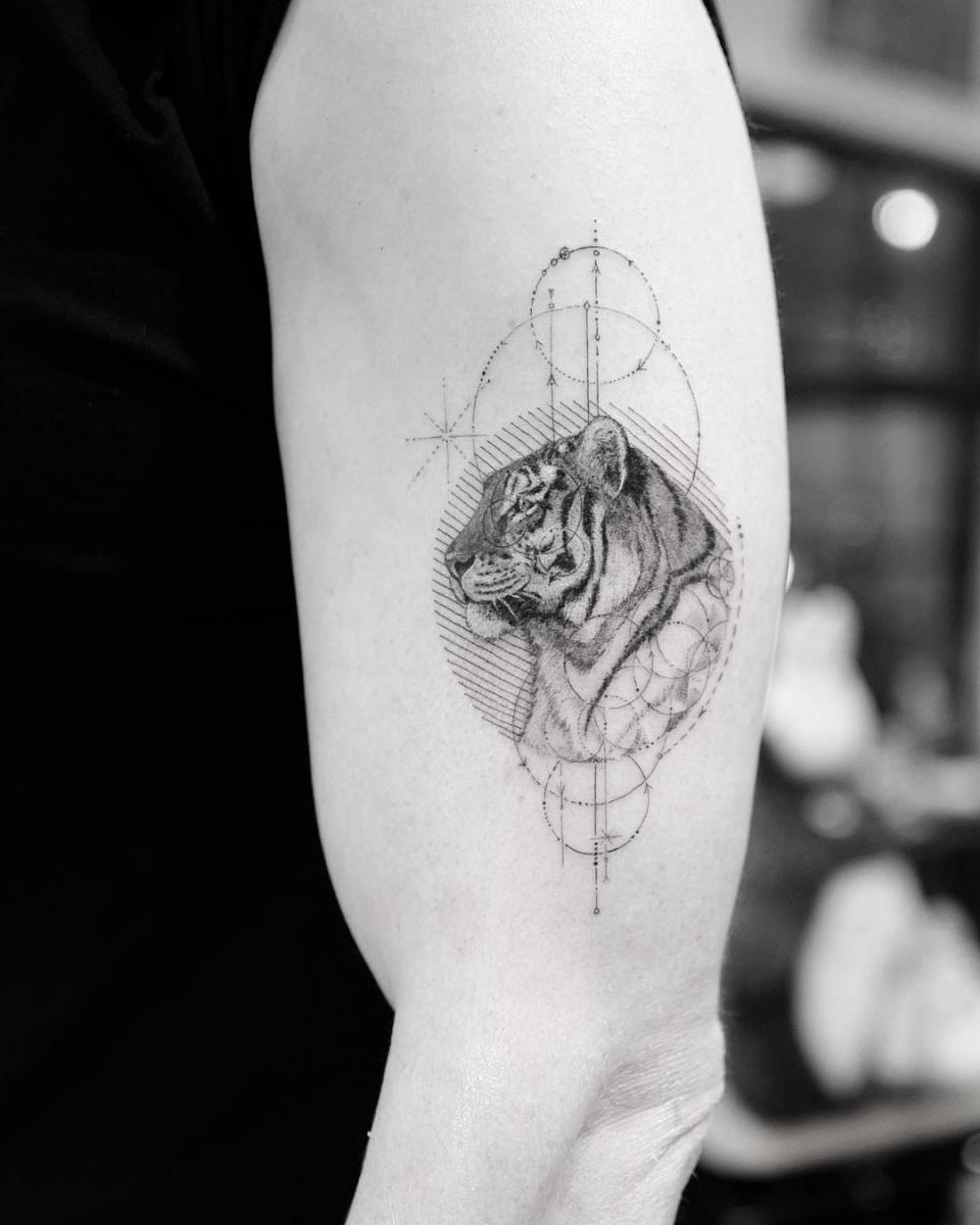 Asian American tattoo artists, Asian American artists, Dr Woo tattoo, geometric tattoos
