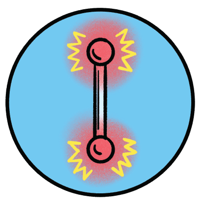illustrated straight barbell with glowing end balls to indicate pain