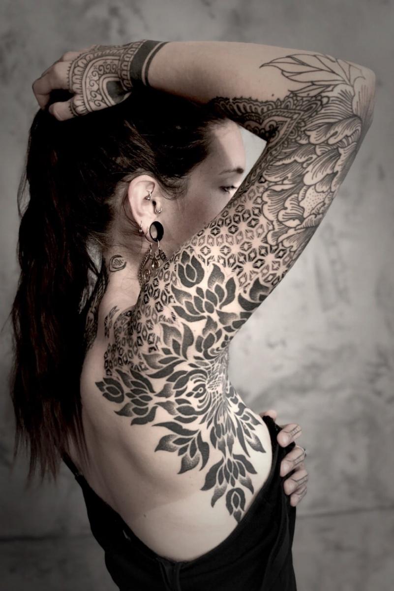 black and grey ornamental tattoo sleeve in progress by Noksi