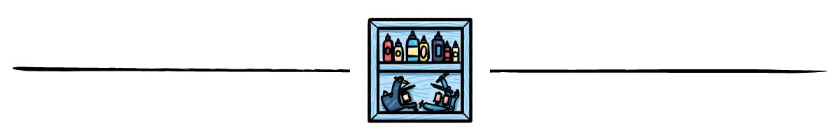 illustration of tattoo supplies and an organized tattoo setup