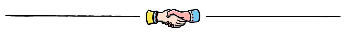 illustration of shaking hands to convey companionship between tattoo artists and clients