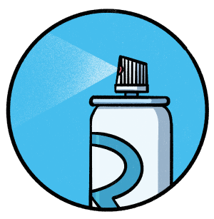 Illustration of Recovery saline solution in a spray bottle