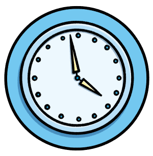 Illustration of clock to indicate healing time for genital piercings