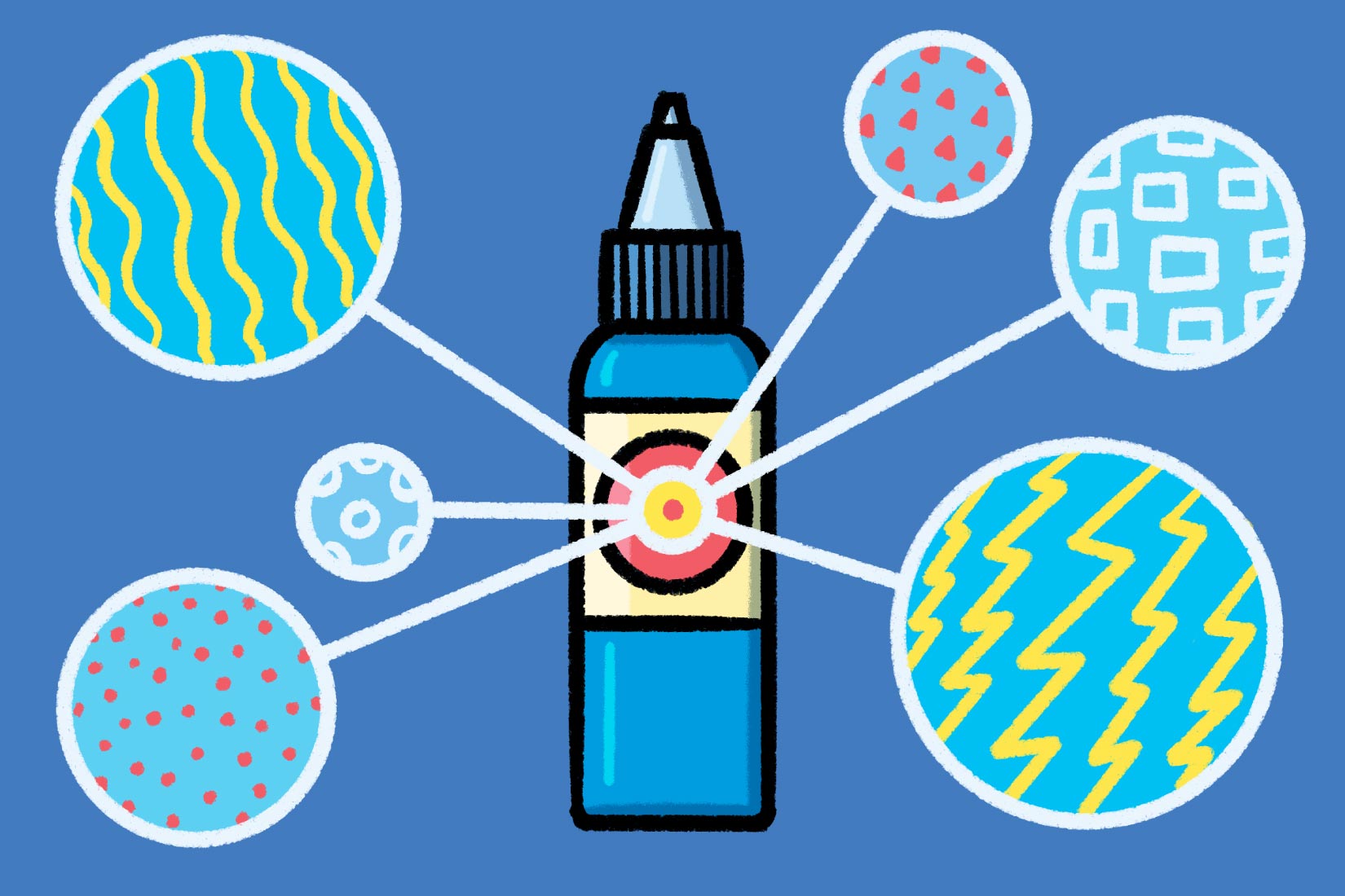 conceptual illustrative diagram of tattoo ink bottle