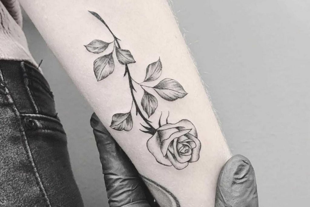 Black and gray flower tattoo