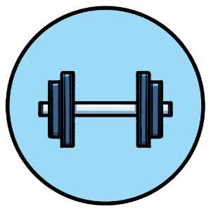 Illustration of barbell with weight plates to indicate immune system strength