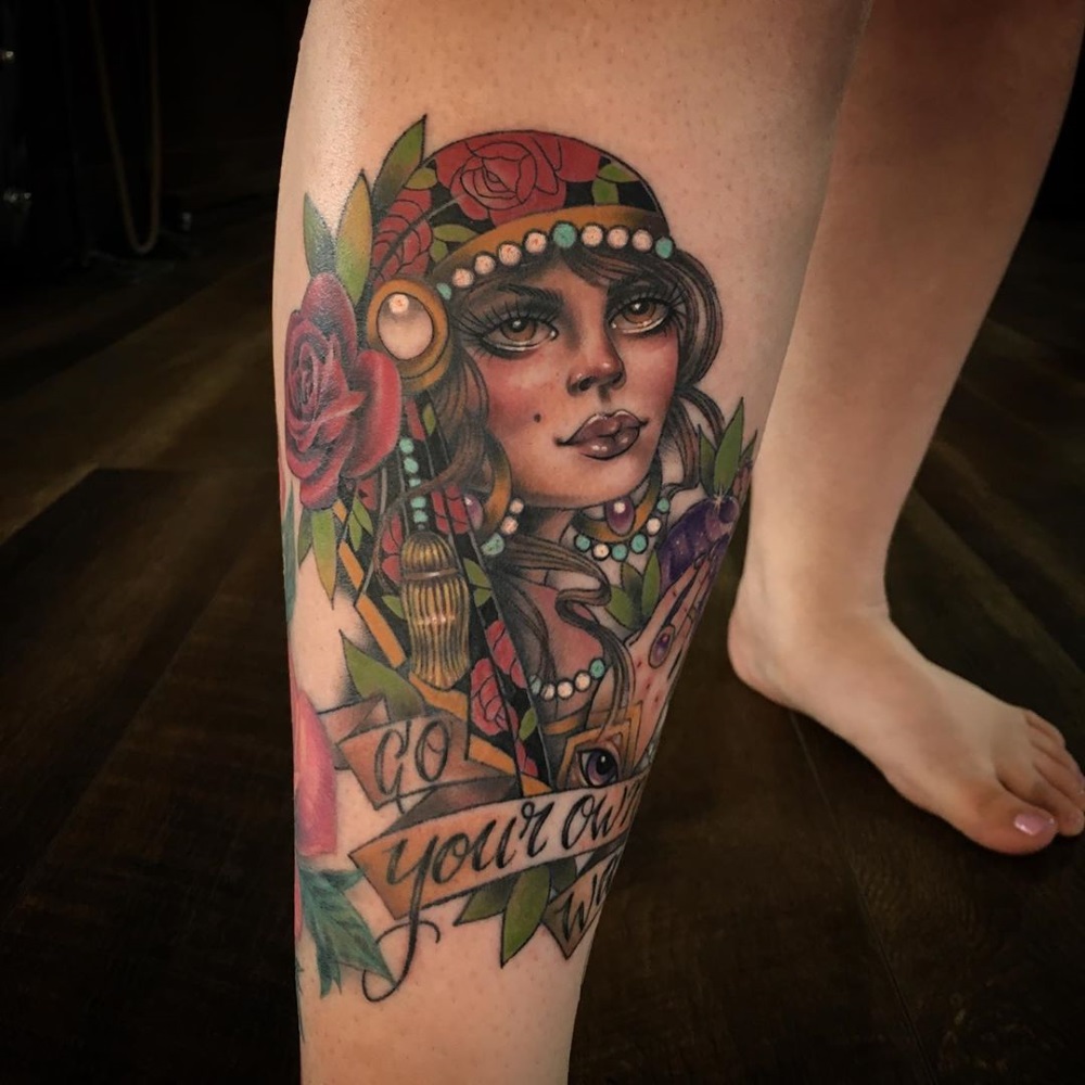 Lady head tattoo by tattoo artist Mandy Fabrizi